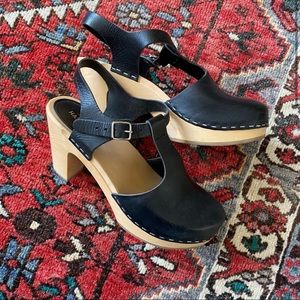 Swedish Hasbeens T-Strap Sky High Clog Sandal